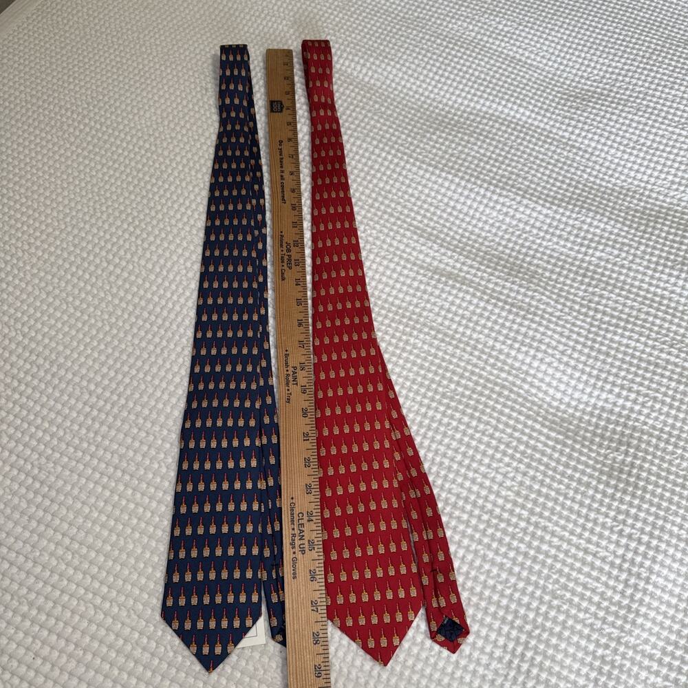 Vineyard Vines Silk Makers Mark Whiskey Novelty Ties Pair Red Blue USA NWT - Picture 6 of 9